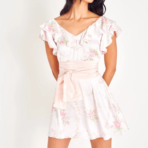 LoveShackFancy Frankie Silk Mini Dress Size